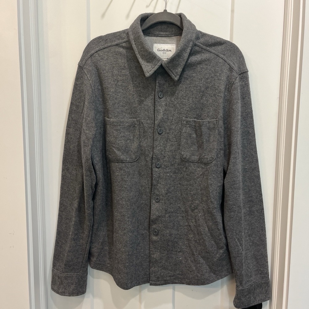 Goodfellow & Co Men Gray Long Sleeve Button Front Shirt Jacket Size Large